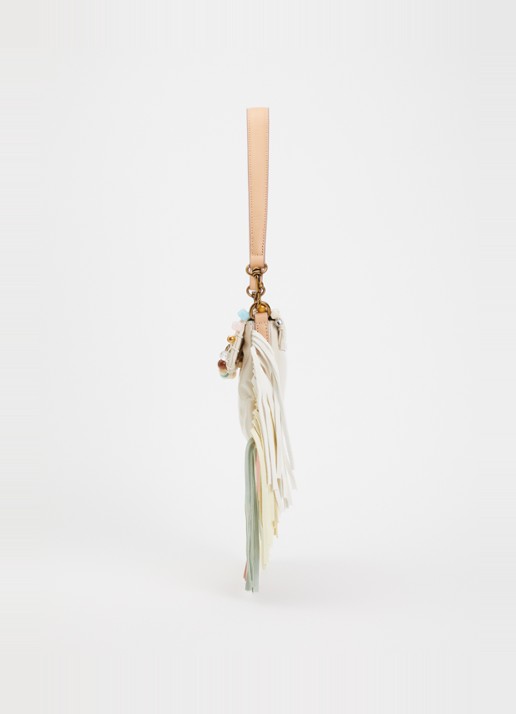 Kurt Geiger Small Oxford Fringe schoudertas van leer met franjes en kralendecoratie - detail 3 creme