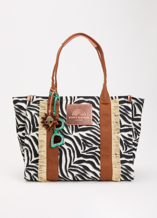 Kurt Geiger Southbank L shopper van canvas met zebraprint