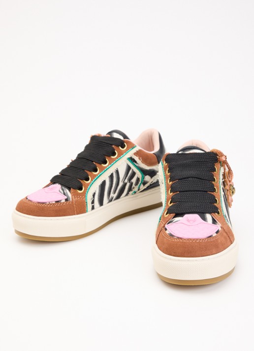 Kurt Geiger Southbank sneaker met dierenprint en leren details - detail 2 bruin