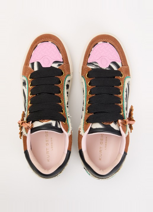 Kurt Geiger Southbank sneaker met dierenprint en leren details - detail 3 bruin