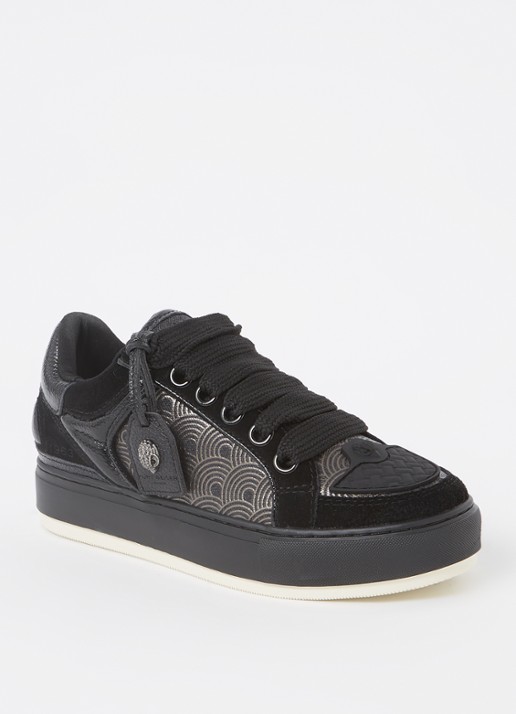 Kurt Geiger Southbank sneaker met suède details - voorkant 2 zwart