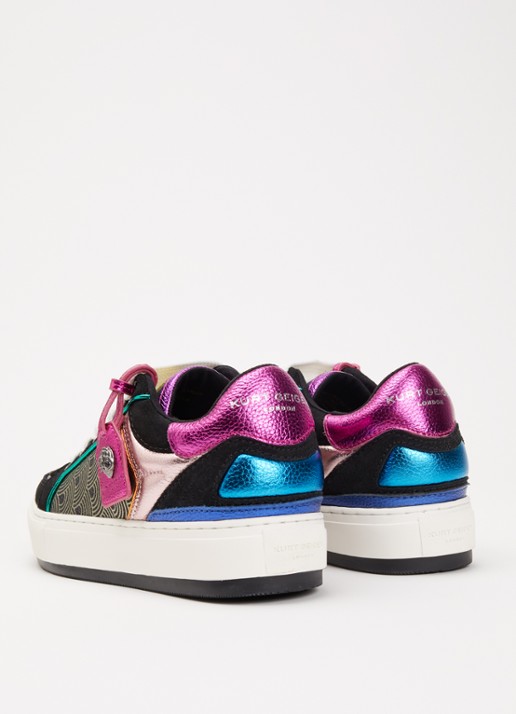 Kurt Geiger Southbank Tag sneaker van leer met metallic details - achterkant zwart