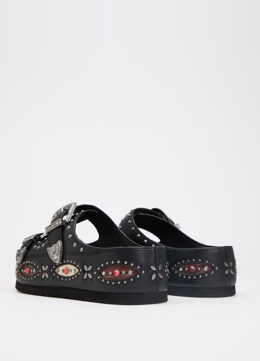 Kurt Geiger Western Buckle sandaal van leer met strass  - achterkant 4 zwart