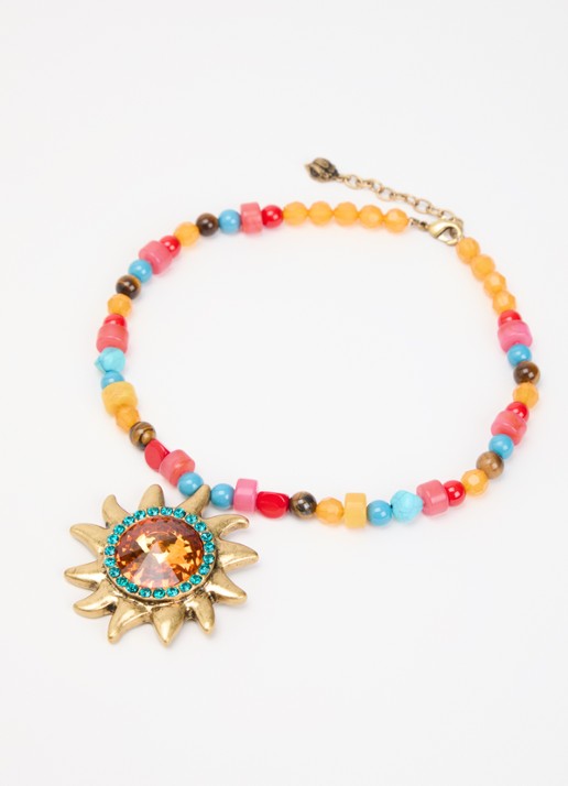 Kurt Geiger XL Sun ketting met kristal - detail multicolor