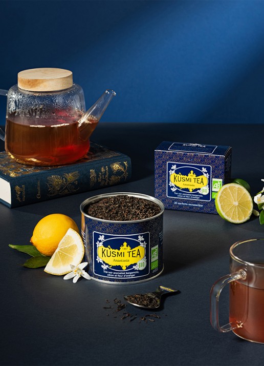 Kusmi Tea Anastasia losse thee 90 gram - detail 3 donkerblauw