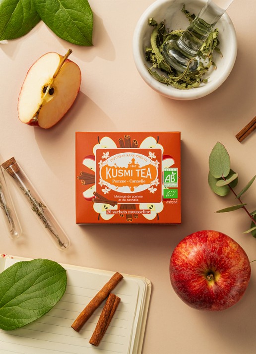 Kusmi Tea Apple - Cinnamon theezakjes 20 stuks - voorkant 2 beige