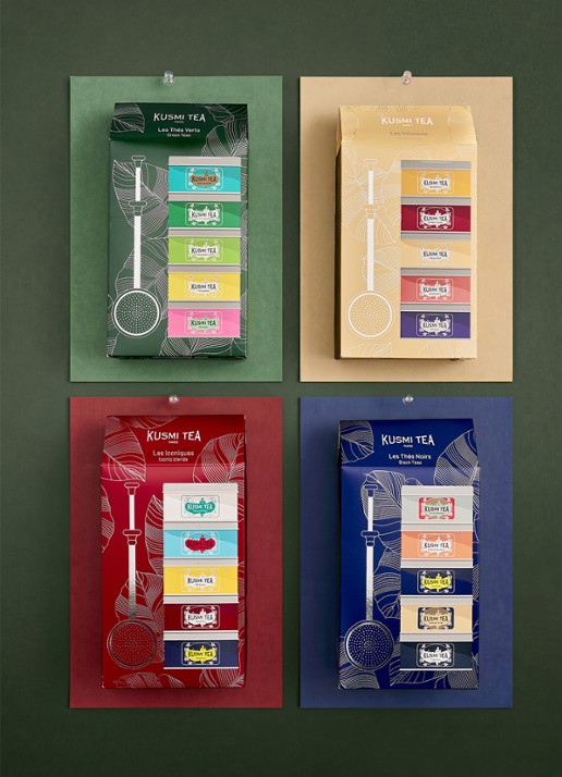 Kusmi Tea Green Teas losse thee met thee-infuser 6-delig in giftbox - detail 2 beige