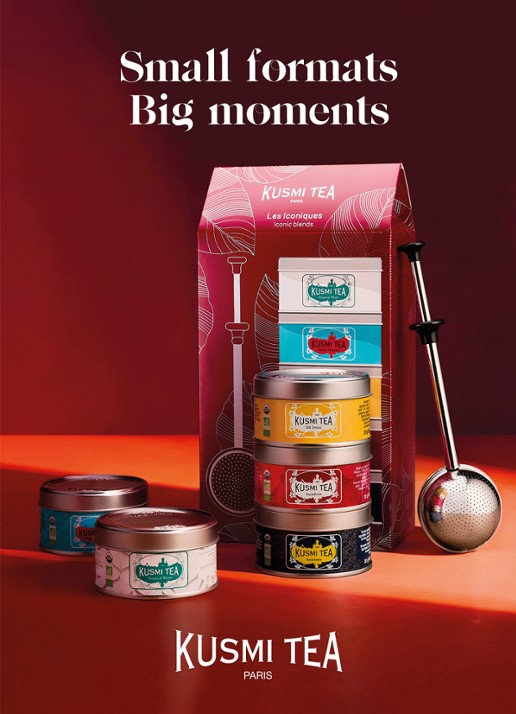 Kusmi Tea Iconics losse thee met thee-infuser - giftset - voorkant 2 beige