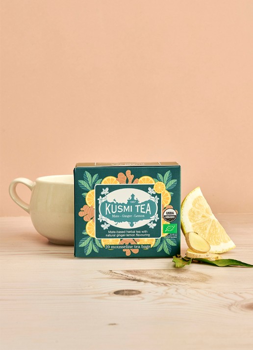 Kusmi Tea Mate Ginger Lemon theezakjes 20 stuks - voorkant 2 beige