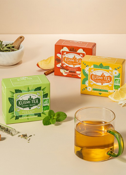 Kusmi Tea Verbana-Mint theezakjes 20 stuks - detail beige