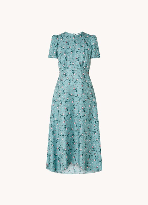 L.K.Bennett Boyd midi jurk van zijde met bloemenprint - voorkant mint
