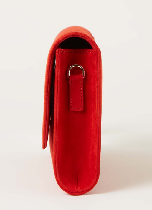L.K.Bennett Dayana clutch van suède - detail 2 rood