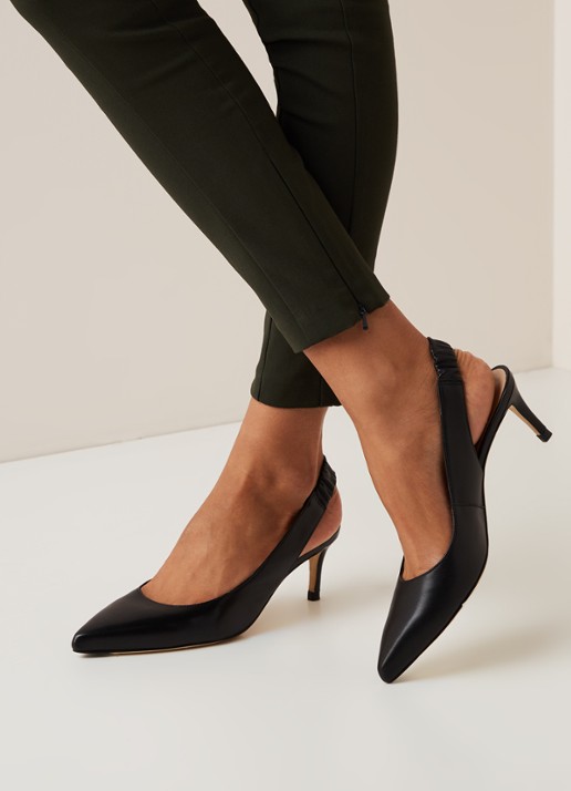 L.K.Bennett Irena slingback van leer  - voorkant 5 zwart
