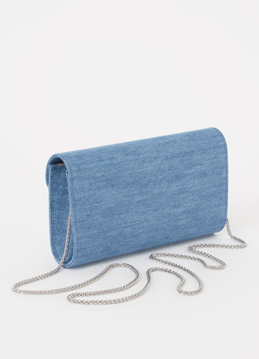 L.K.Bennett Lucy clutch van denim - achterkant indigo