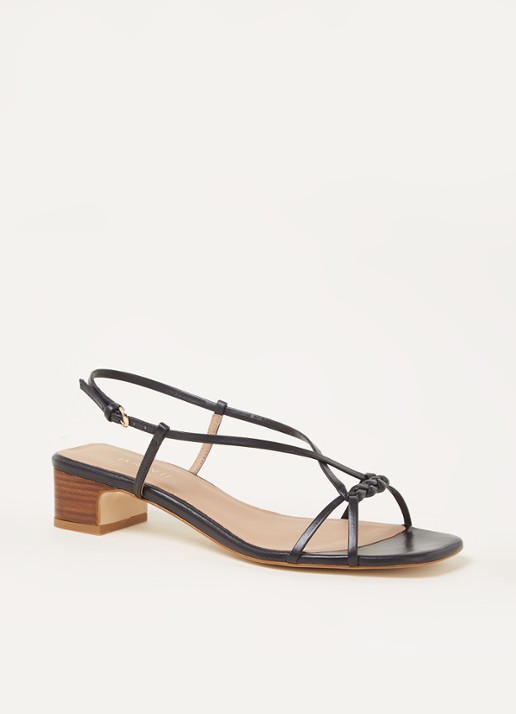 L.K.Bennett Sabrina sandalette van leer - voorkant donkerblauw