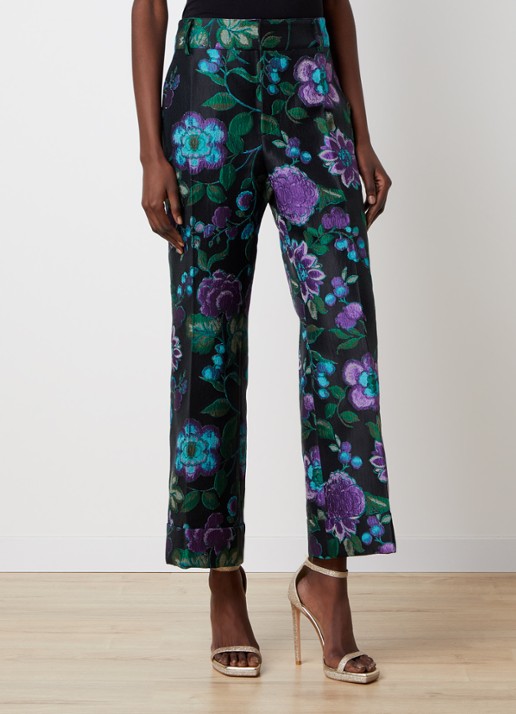 La DoubleJ Hendrix high waist cropped straight fit pantalon met jacquard dessin