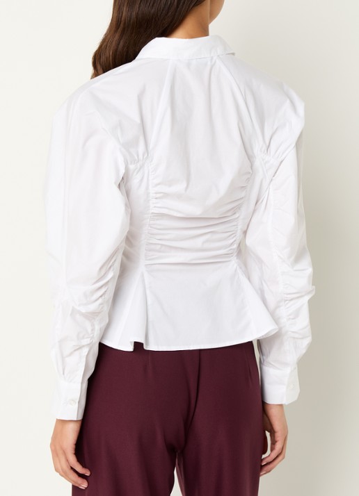 Laagam Blouse met plooidetail - achterkant 3 wit