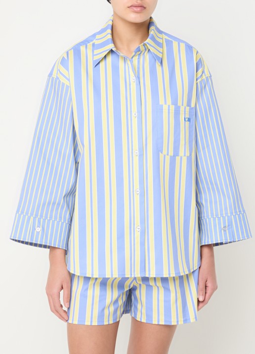 Laagam Caos oversized blouse met streepprint en borstzak