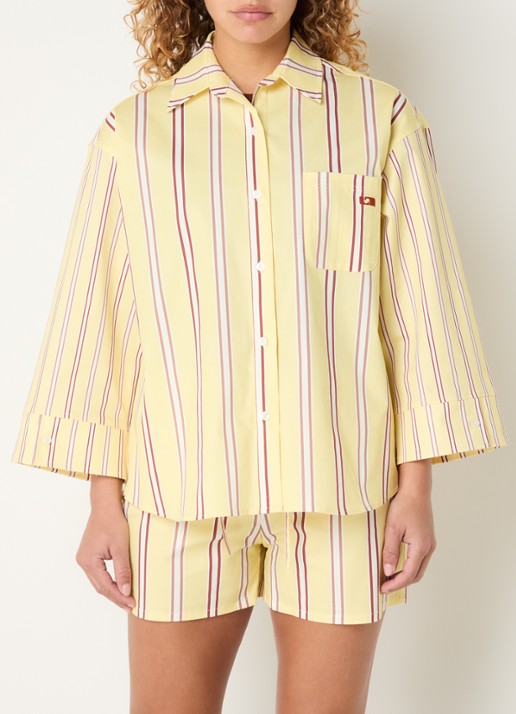 Laagam Caos oversized blouse met streepprint en borstzak