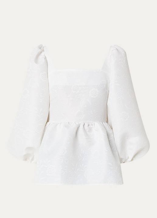 Laagam Cecile tuniek met jacquard dessin en strikceintuur - voorkant 2 wit