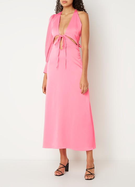 Laagam Coco maxi jurk met cut-out en strikdetail - detail roze