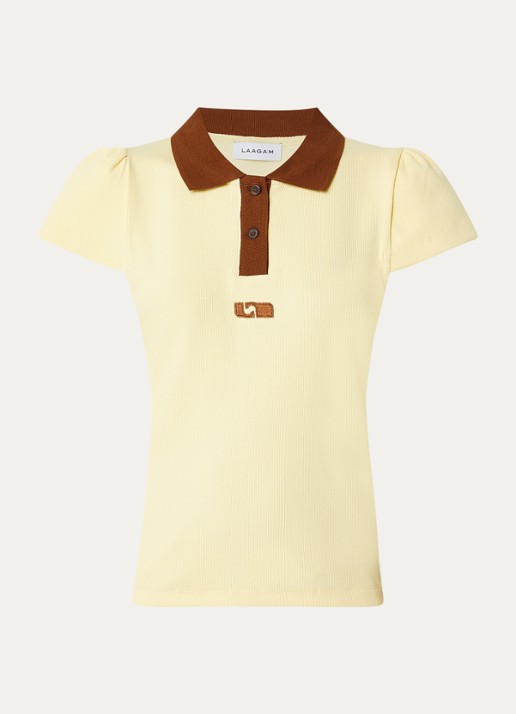 Laagam Erya polo met logo - voorkant lichtgeel