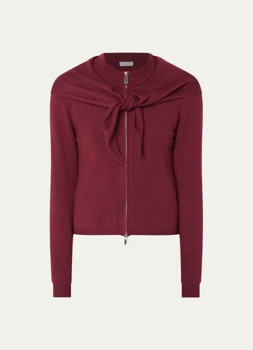 Laagam Frida fijngebreid vest met geknoopt detail - voorkant 3 bordeauxrood