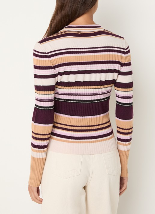 Laagam Ilyana polo met streepprint - achterkant 2 aubergine