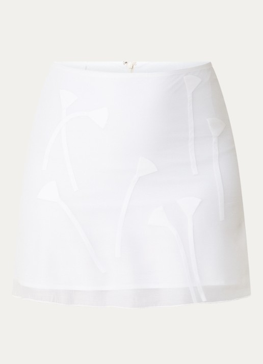 Laagam Isabella semi-transparante minirok met bloemenprint - voorkant 2 wit