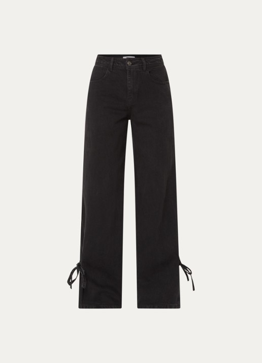 Laagam Jada high waist flared fit jeans met gekleurde wassing - voorkant 3 zwart