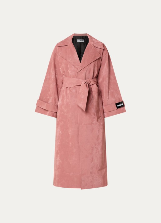 Laagam Janina trenchcoat met strikceintuur - voorkant oudroze