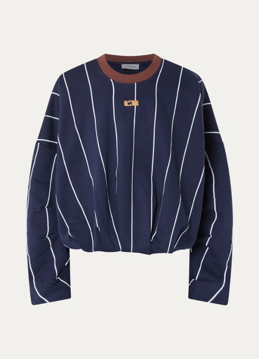 Laagam Kelly sweater met streepprint - voorkant 3 donkerblauw
