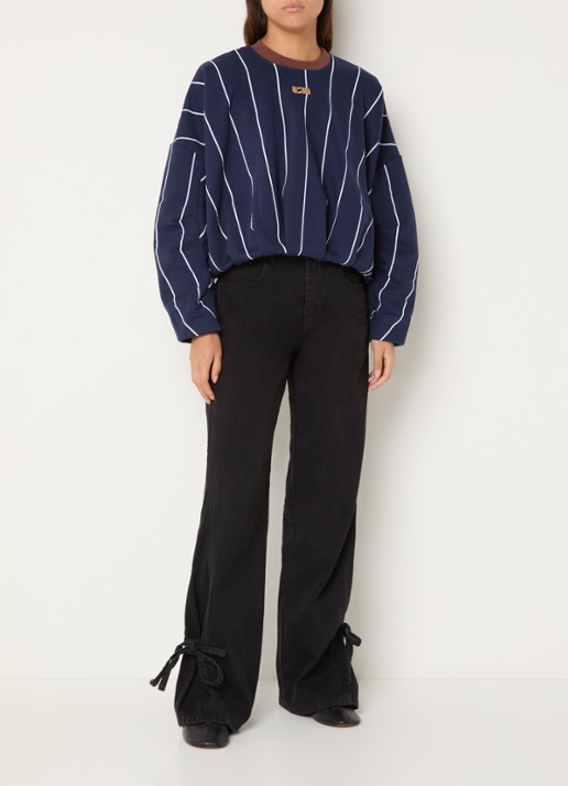 Laagam Kelly sweater met streepprint - voorkant 4 donkerblauw