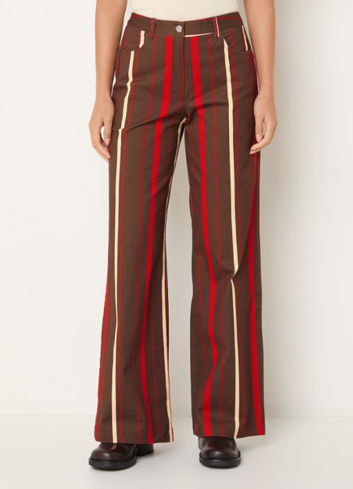 Laagam Leroy high waist straight fit broek met streepprint