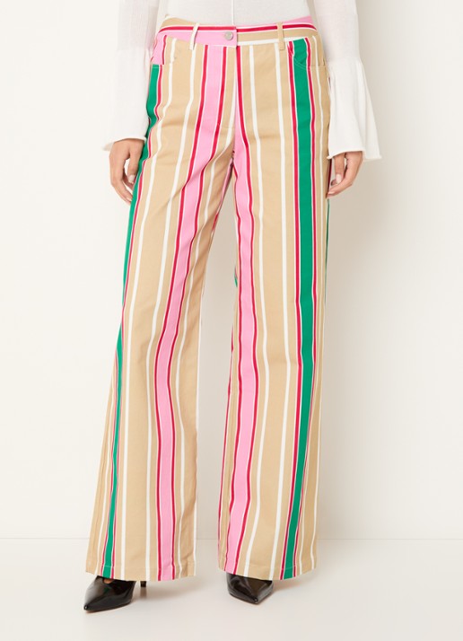 Laagam Leroy mid waist straight fit broek met streepprint