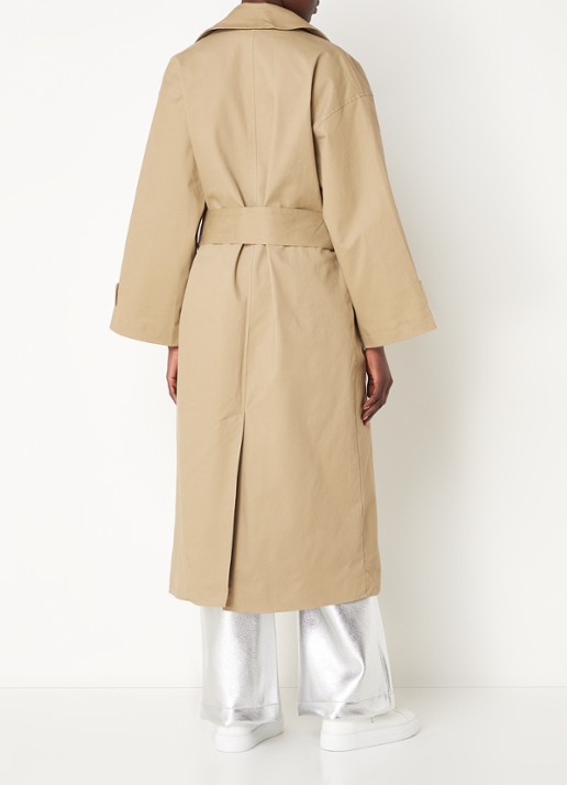 Laagam Londres trenchcoat met strikceintuur - achterkant 4 donkerbeige
