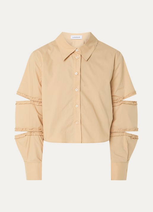 Laagam Muna blouse met pofmouw - voorkant camel