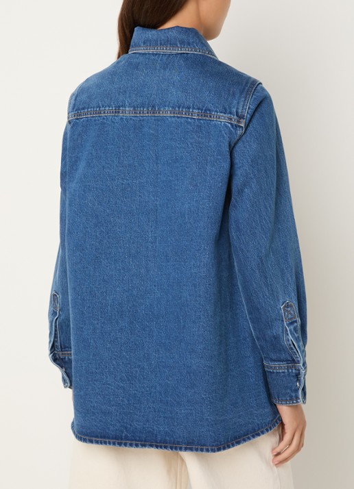 Laagam No Boyfriend blouse van denim met opgestikte zakken - achterkant 4 indigo