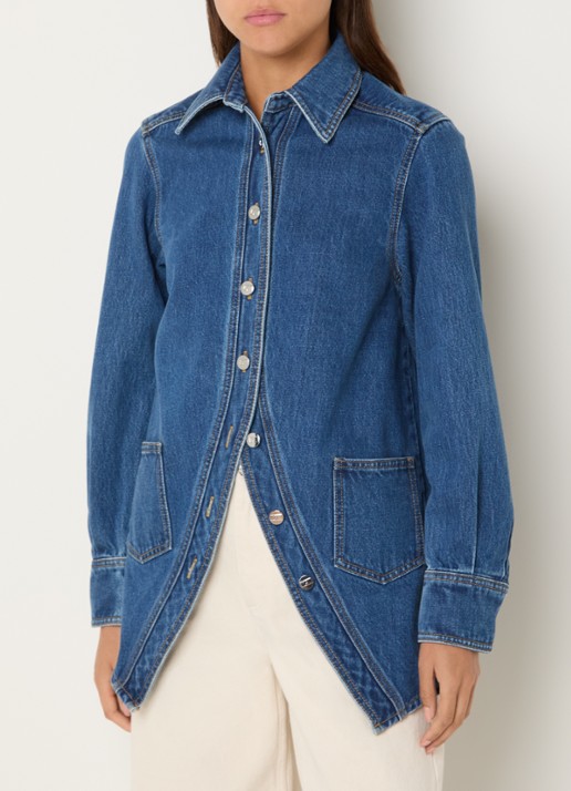 Laagam No Boyfriend blouse van denim met opgestikte zakken