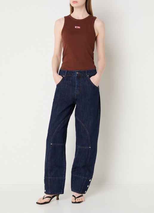 Laagam Noho high waist balloon fit jeans met donkere wassing - voorkant 3 indigo