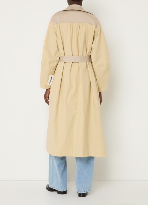 Laagam Paris trenchcoat met strikceintuur en steekzakken - achterkant 2 beige