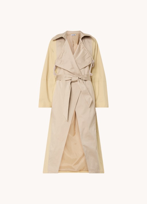 Laagam Paris trenchcoat met strikceintuur en steekzakken - voorkant 3 beige