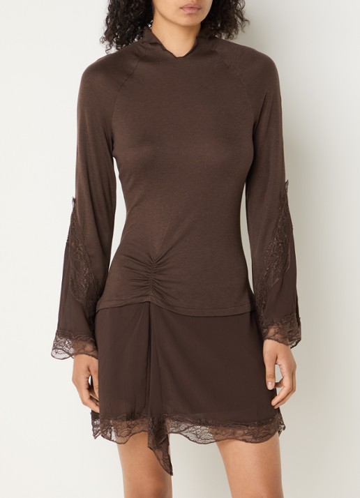 Laagam Siss mini jurk in wolblend met details van kant