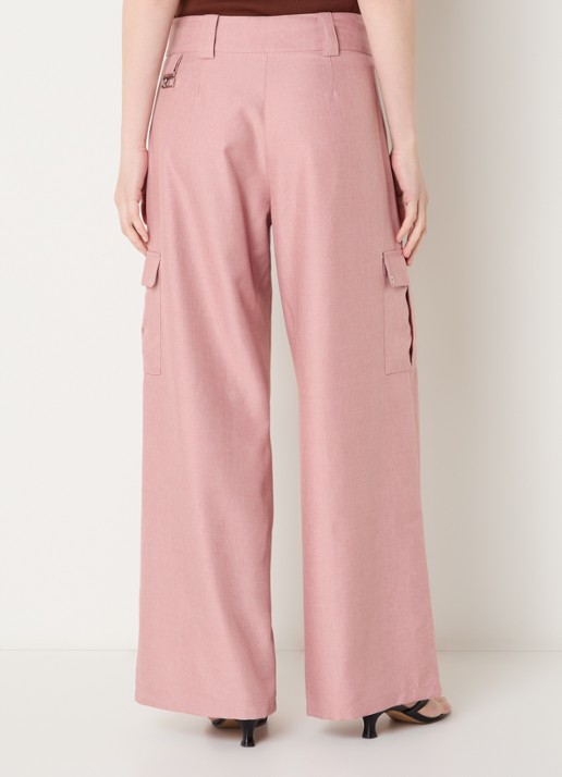 Laagam Tirsa high waist loose fit cargobroek met steekzakken - achterkant roze