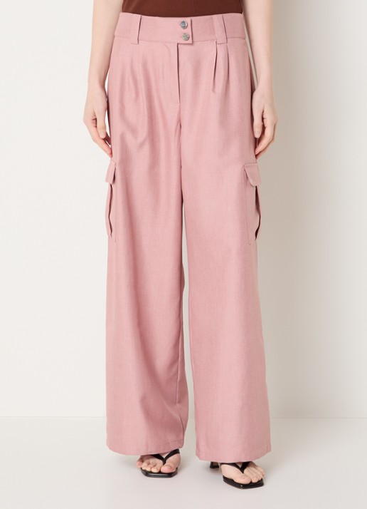 Laagam Tirsa high waist loose fit cargobroek met steekzakken