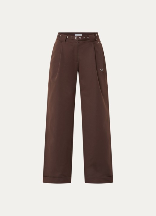 Laagam Valea high waist straight fit broek met steekzakken - voorkant bruin
