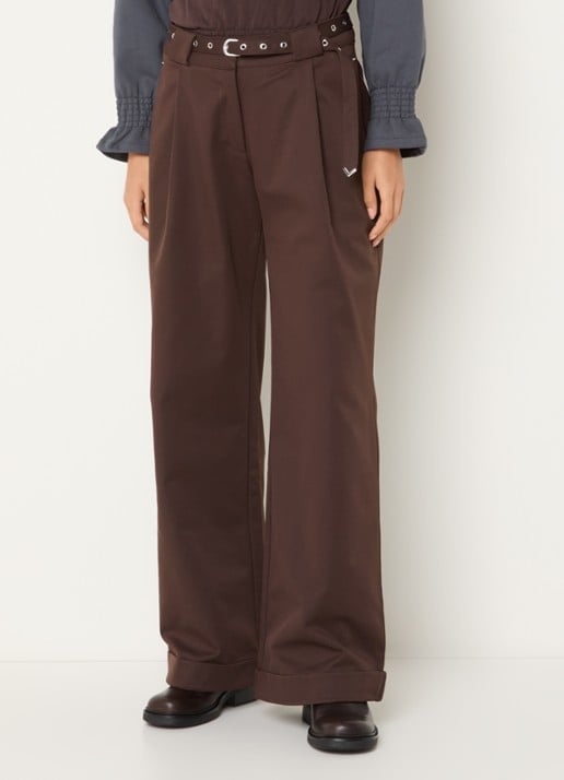 Laagam Valea high waist straight fit broek met steekzakken