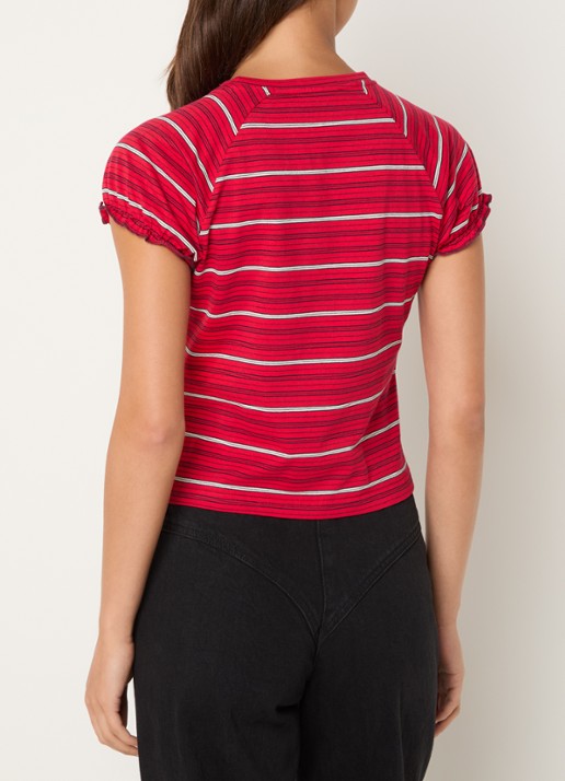 Laagam Zaira T-shirt met streepprint - achterkant 3 rood