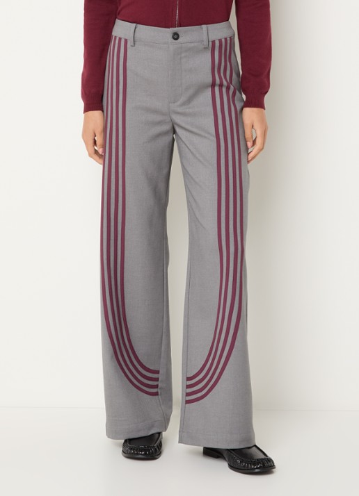 Laagam Zion high waist straight fit pantalon in wolblend met streepprint