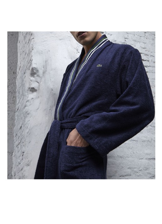 Lacoste Club badjas van  katoen - detail 4 donkerblauw